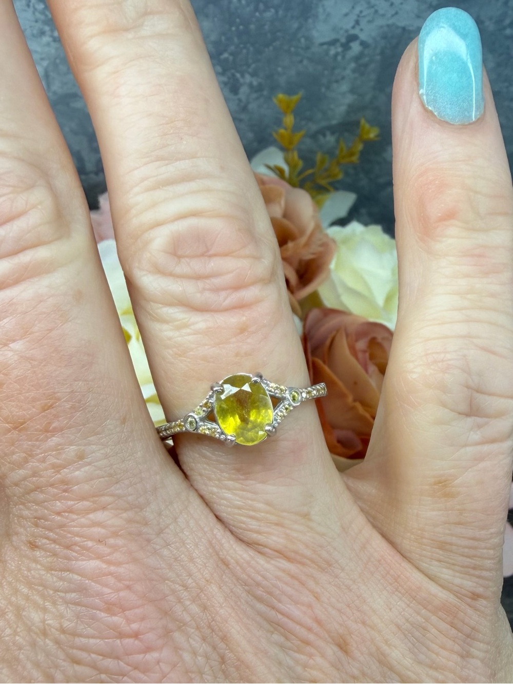 Stunning Natural 2CT Yellow Sapphire 925 Sterling Silver w/ 14K Gold Ring Sz 8 - Picture 11 of 14